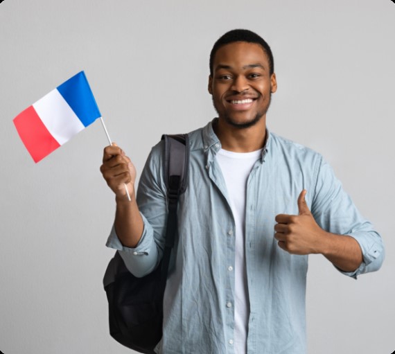 Happy Man Holding French Flag